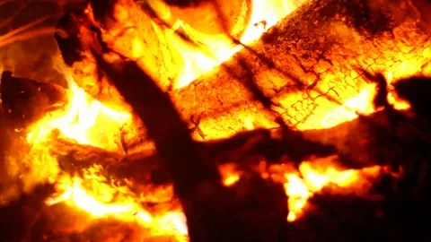 Closeup of a bonfire at a camp 3 Video stock 102775059