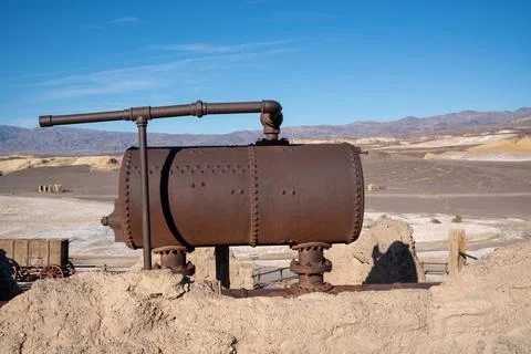 Closeup of Borax processing equipment from the 19th century Stock Photos