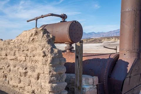 Closeup of Borax processing equipment from the 19th century Stock Photos