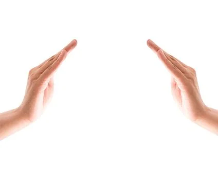 Closeup both hands on white background Stock Photos