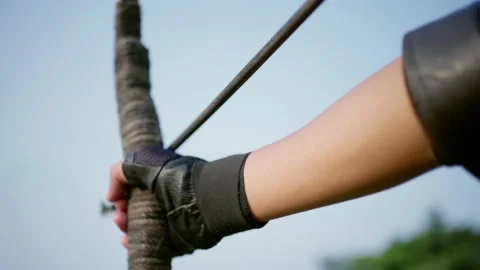 Closeup of Bow and Arrow Archery 스톡 동영상 168053667