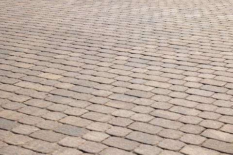 Closeup of a brick pavement with a diagonal pattern Stock Photos