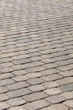 Closeup of a brick pavement with a diagonal pattern Stock Photos