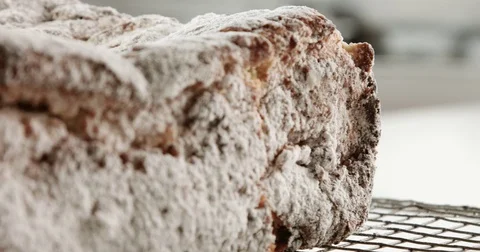 Closeup of brioche cake. texture of cake with raisins. Stock Footage 78507631