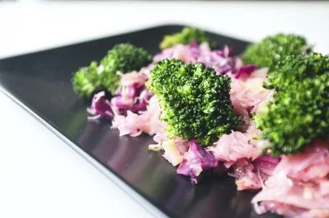 Closeup of broccoli with red cabbage Stock Photos