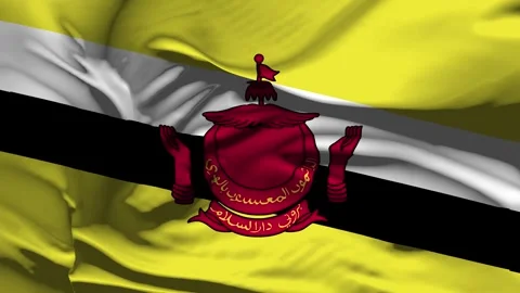 Closeup Brunei Flag Wave Loop waving in wind Realistic Brunei Flag backgroun Stock Footage 320094758