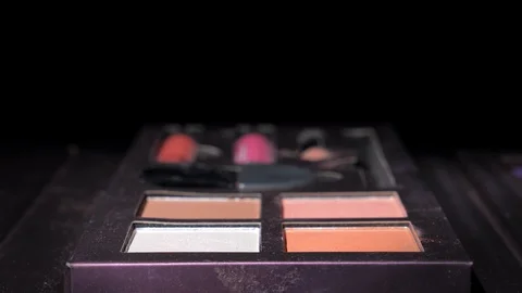 Closeup brush macro dipped in makeup powder Stock Footage 127650343