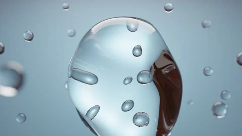 Closeup Bubble drops of water animation on blue background. Stock Footage 336762067