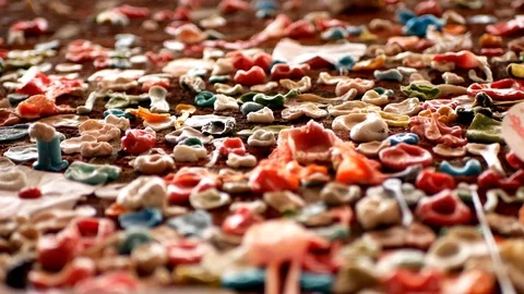 Closeup of bubble gum located at the famous Gum wall in Post Alley Stock-Footage 121410196