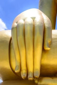 Closeup of Buddha hand. Stock Photos