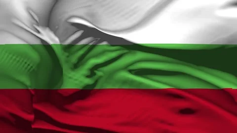 Closeup Bulgaria Flag Wave Loop waving in wind Realistic Bulgaria Flag backg Stock Footage 320151561