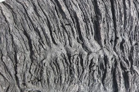 A closeup of the bumpy rough gray volcanic rock texture in the beach in Kailu Stock Photos