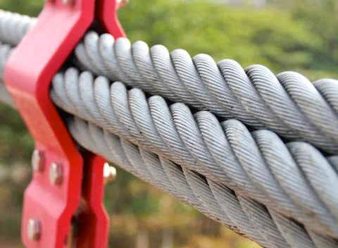 The closeup of bundle cables on suspension bridge Stock Photos