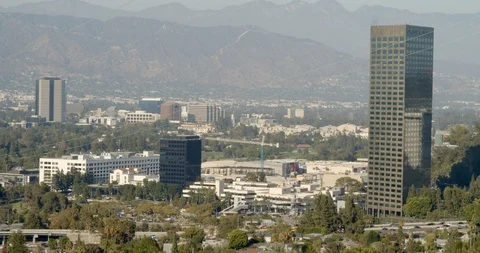 Closeup on Burbank studio buildings Stock Footage 122181548