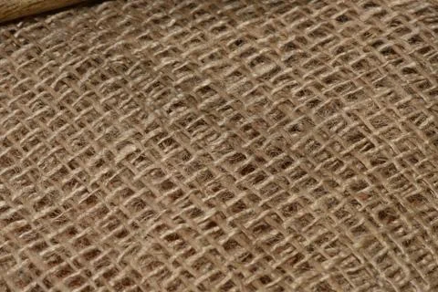 Closeup of a burlap texture. Burlap macro photography. Stock Photos