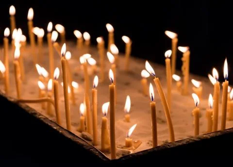 Closeup of burning candle Foto stock