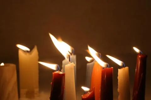 Closeup of burning candles Stock Photos