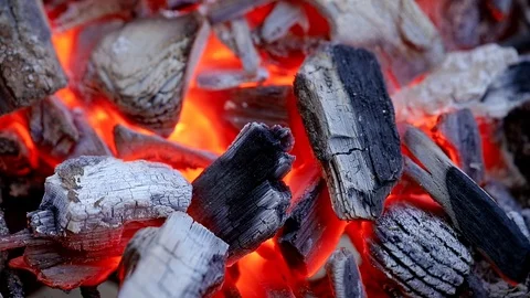 Closeup of burning charcoal Stock Footage 109599241