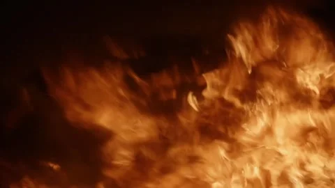 Closeup Burning Fire Flames On Black Background Explosion Fire Видео 335188531