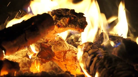 CloseUp on Burning Logs Stock Footage 28789603