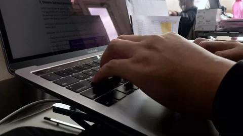 Closeup Of Business man Hand Typing On Laptop Keyboard Stock Footage 220561689