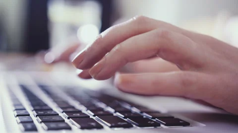 Closeup of business woman hand typing on laptop keyboard Stock Footage