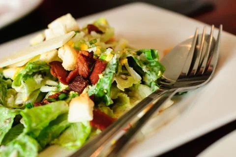 Closeup of caesar salad Stock Photos