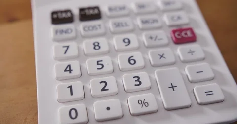 Closeup Of Calculator On Table 4K Stock Footage 86084218