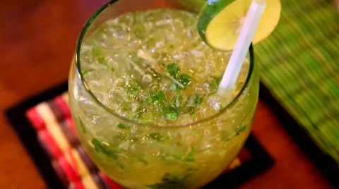 Closeup of cambodian mojito Stock Footage 53137116