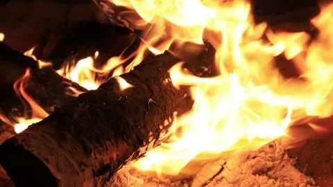 Closeup of a campfire burning in the desert Stock Footage 144034862