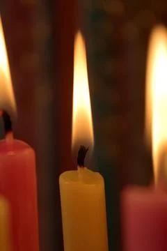 Closeup of Candle Flames Stock Photos