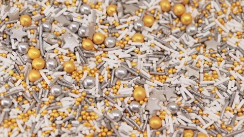 Closeup of candy sprinkles for cake decorating, macro view Stock Footage 140583178