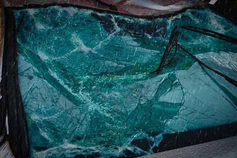 Closeup of car with broken windshield, Accident of car Stock Photos