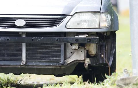 Closeup car does not have front bumper Stock Photos
