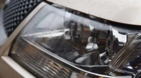 Closeup of car headlight with blurry reflections Stock-Fotos