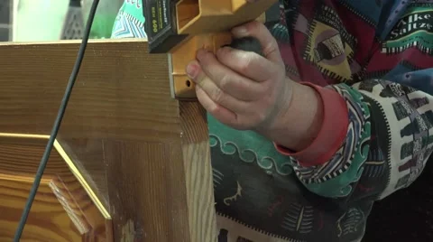 Closeup of Carpenter Working with the Electrical Jointer. Door Tuning. 4k Vídeos de archivo 48144873