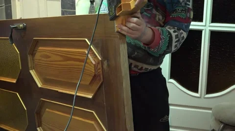 Closeup of Carpenter Working with the Electrical Jointer. Door Tuning. 4k Stock Footage 48144890