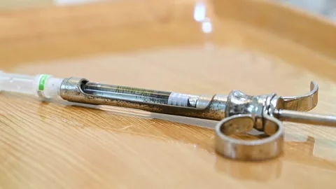Closeup of carpool syringe, anesthesia in professional dental practice Stock Footage 218347383