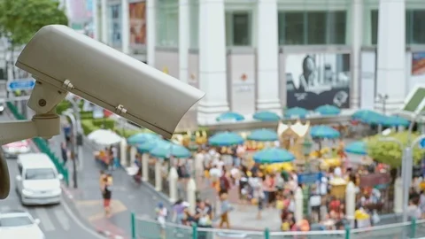 Closeup of cctv camera for traffic and security in urban city. Stock Footage 114145210
