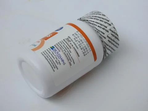 Closeup of Ceeplus Immunity Booster Tablets Plastic Container isolated on whi Foto stock