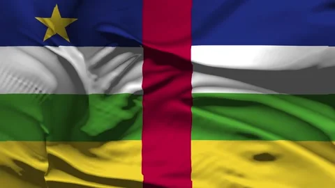 Closeup Central African Republic Flag Wave Loop waving in wind Realistic Cen Stock Footage 320151605