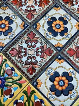 Closeup of a ceramic tile with arabic pattern Stock Photos