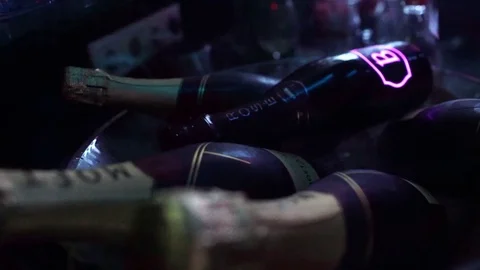 Closeup Champagne Bottles Vídeos de archivo 73056260