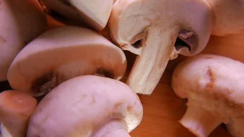 Closeup of champignons and vegetables. 4K UHD 動画素材 73111126