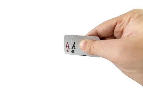 Closeup of checking playing cards isolated on white Stock Photos