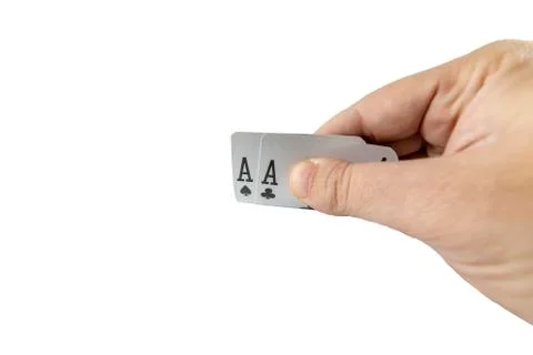Closeup of checking playing cards isolated on white Stock Photos