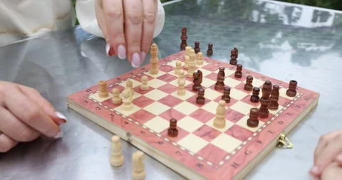 Closeup of chess game outdoors concept Stock Footage 292756700