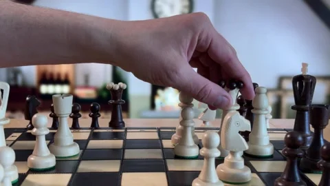 Closeup of Chessboard During Tense Match Stock Footage 310139194