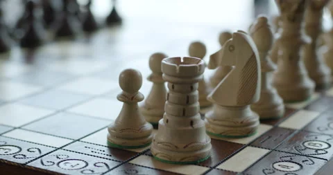 Closeup of Chessboard Pieces Stock Footage 230188523