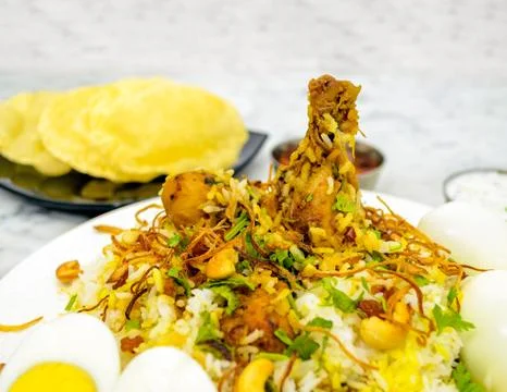 Closeup of Chicken Biryani Stock-Fotos